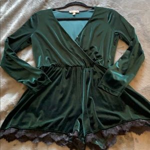 Green velvet romper
